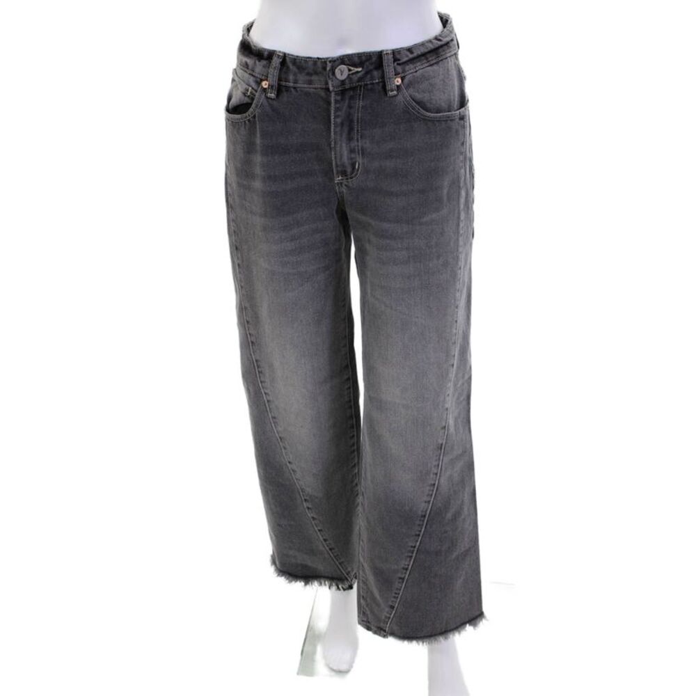 Abrand Jeans Women's Wide Leg High Waist Fringe Hem Denim Pants Black Size 23